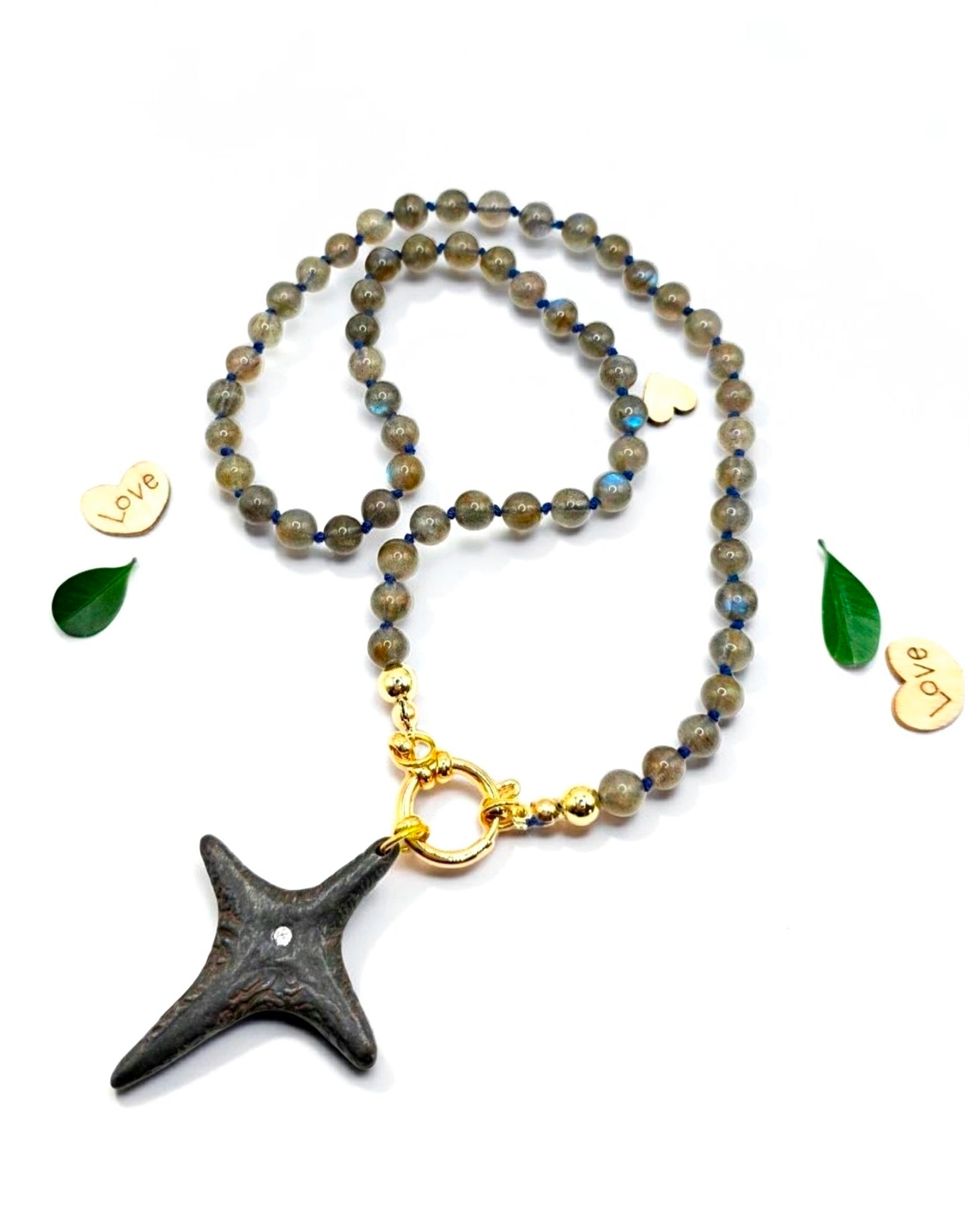 Labradorite Rustic Cross Necklace