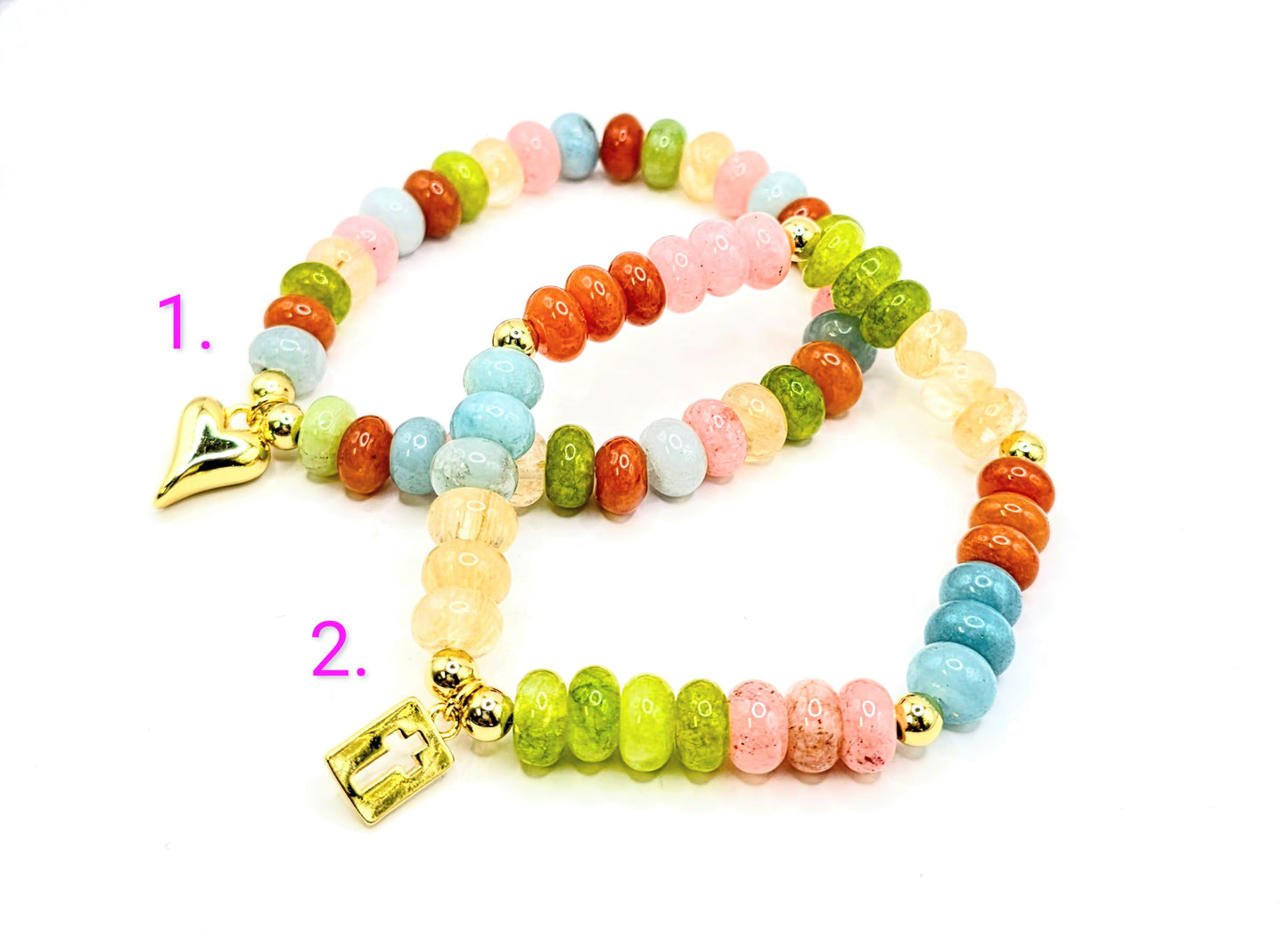 14K Gold Filled Jade Stretch Bracelets * Sold separately