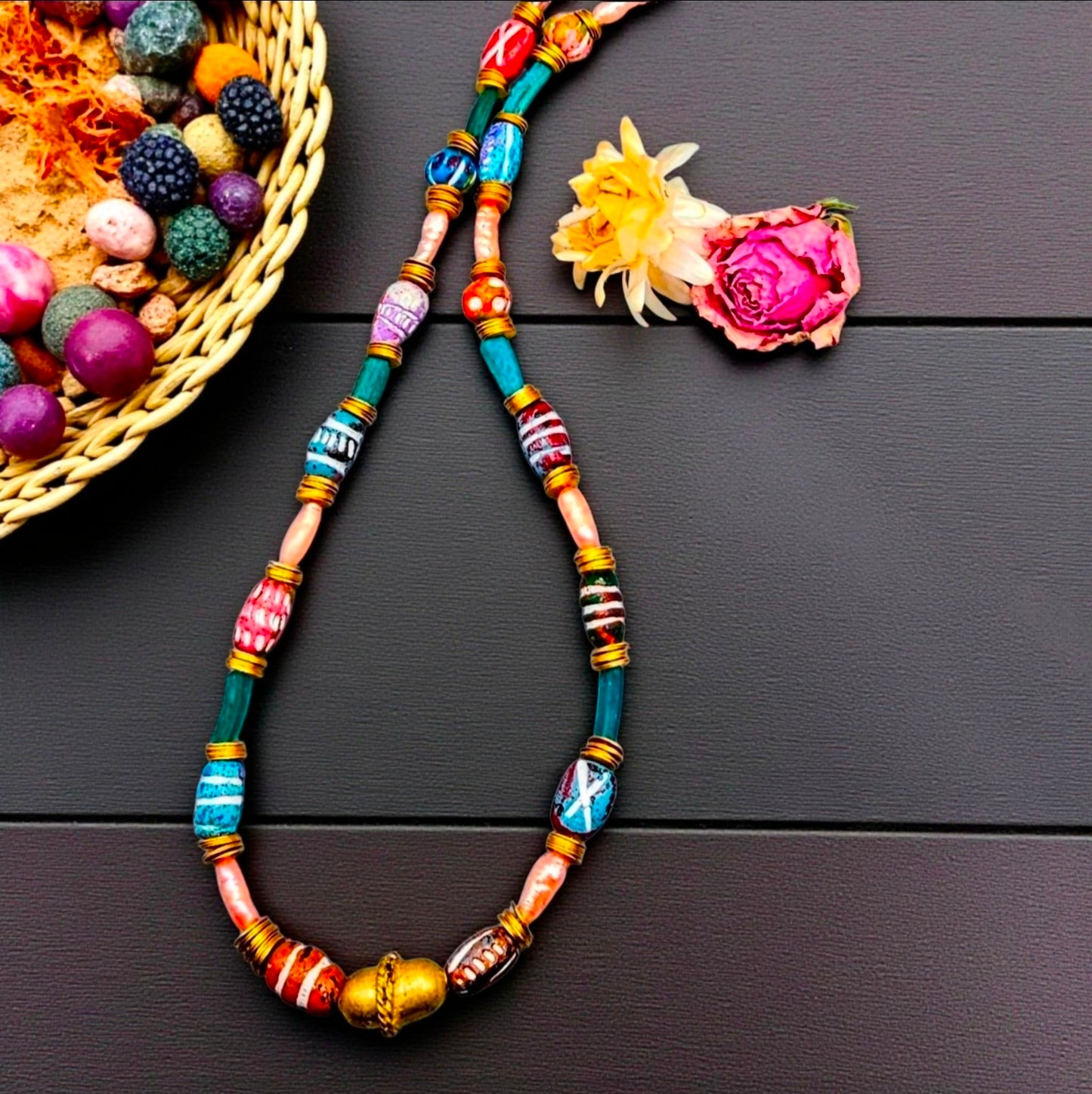 Bohemian Pink Pearl Necklace