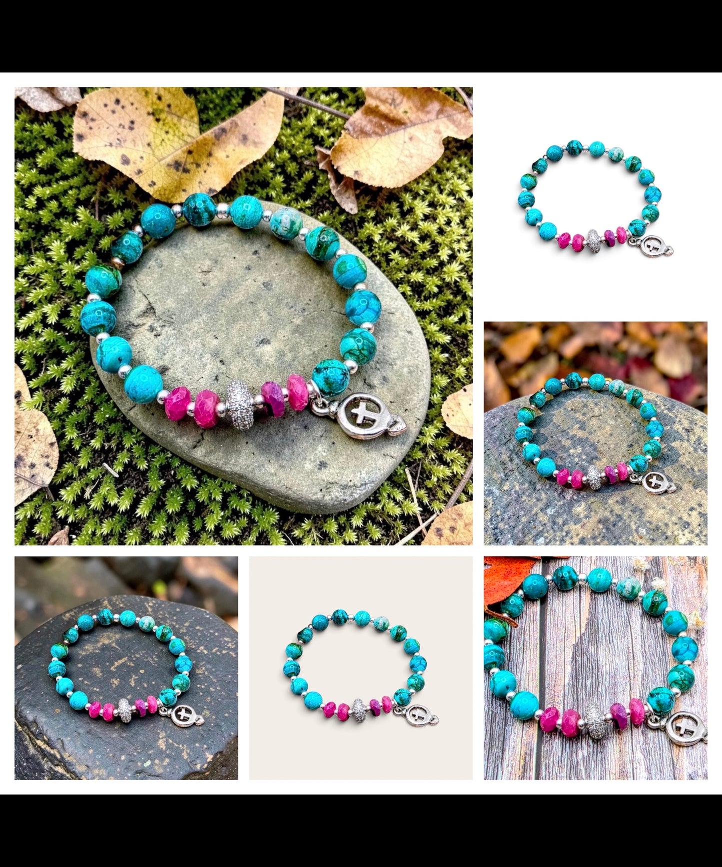 Chrysocolla & Ruby Beaded Bracelet
