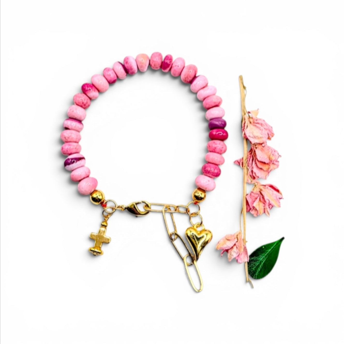 Pink Opal Charm Bracelet