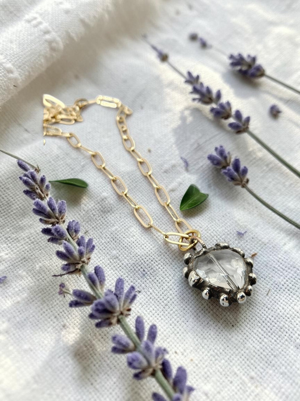 Crystal Heart Necklace/Gold -filled