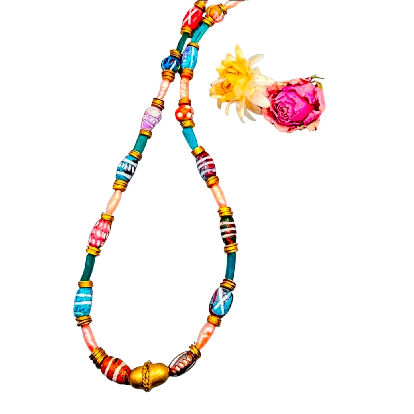 Bohemian Pink Pearl Necklace