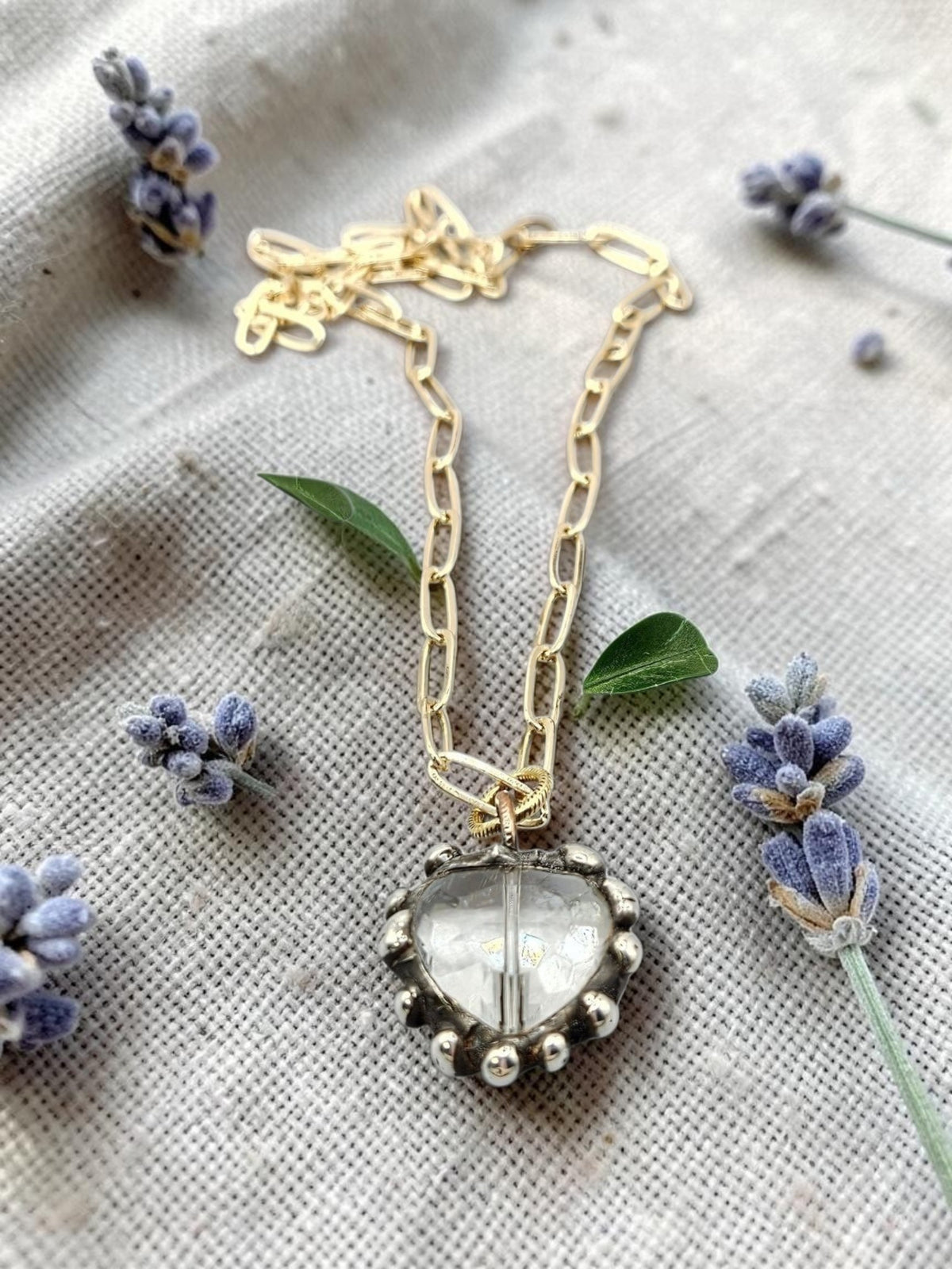 Crystal Heart Necklace/Gold -filled