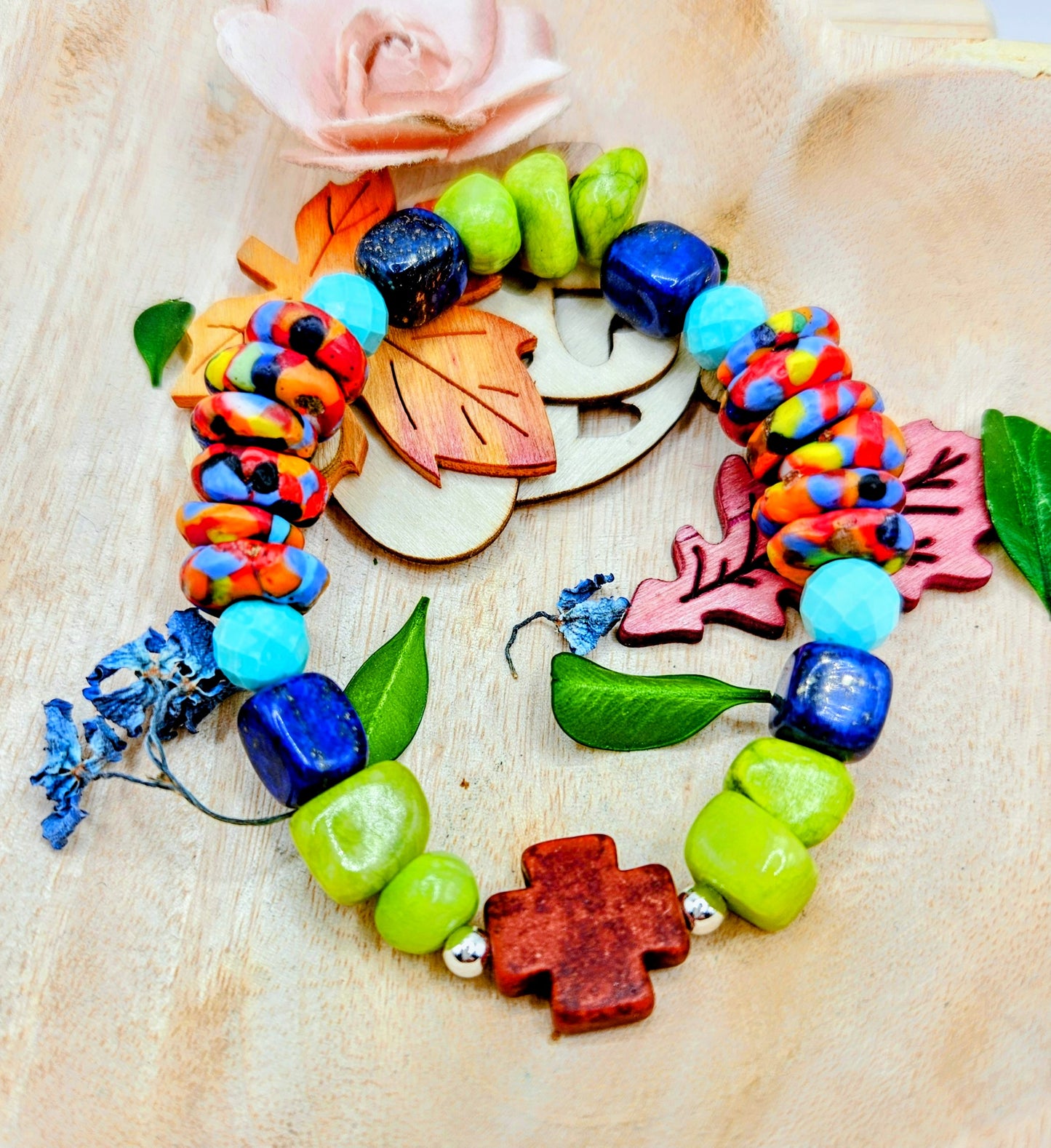 Boho Color Splash Cross Bracelet
