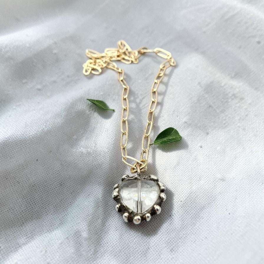 Crystal Heart Necklace/Gold -filled
