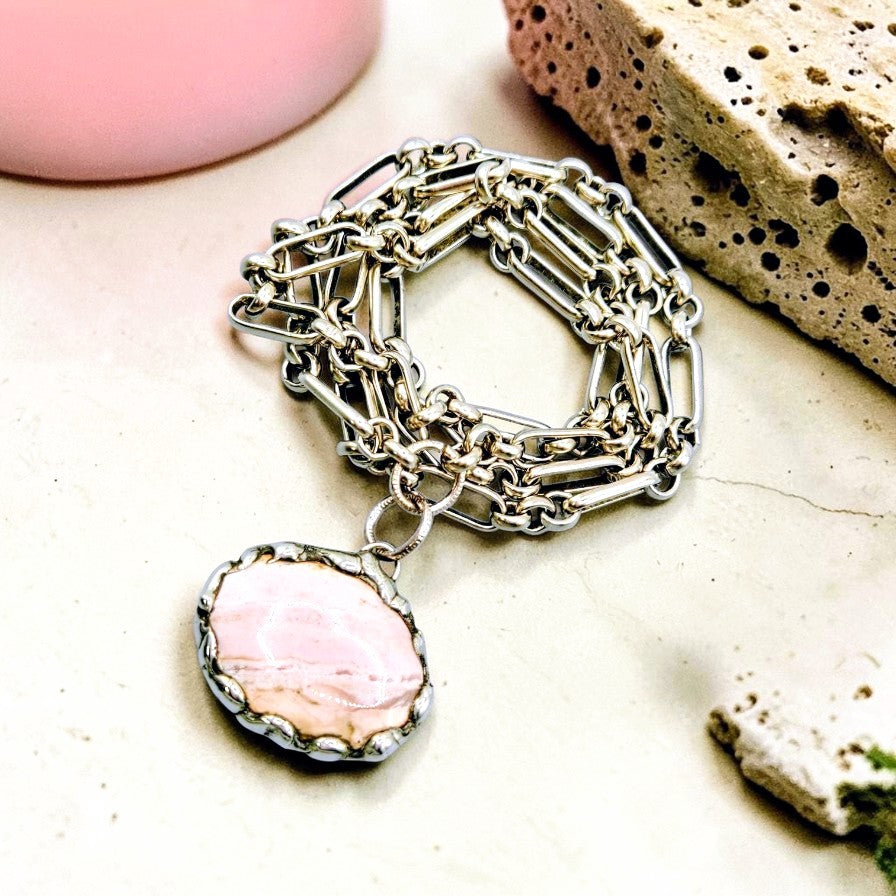 Rhodochrosite Gemstone Necklace|| One of a kind jewelry