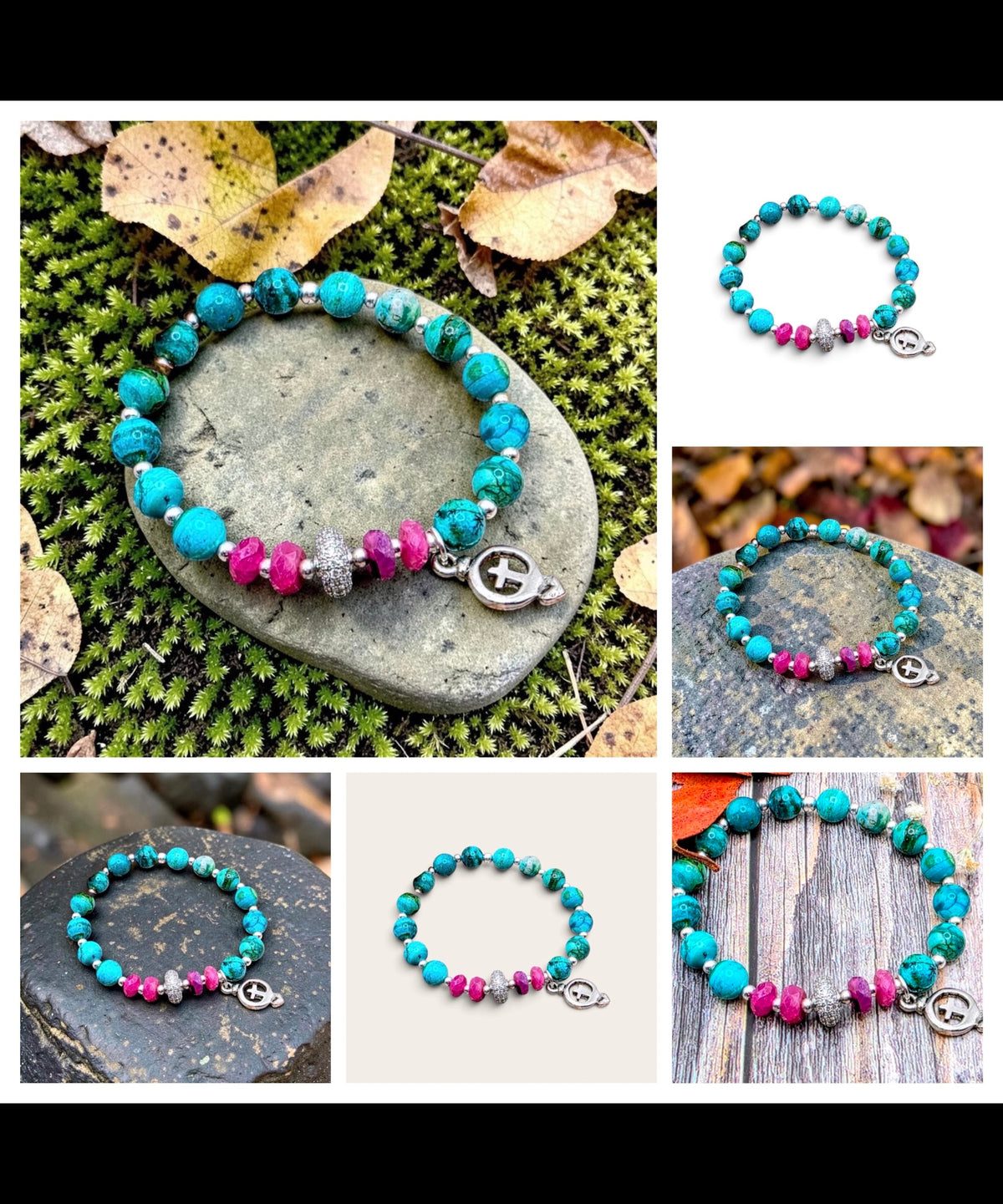 Chrysocolla & Ruby Beaded Bracelet