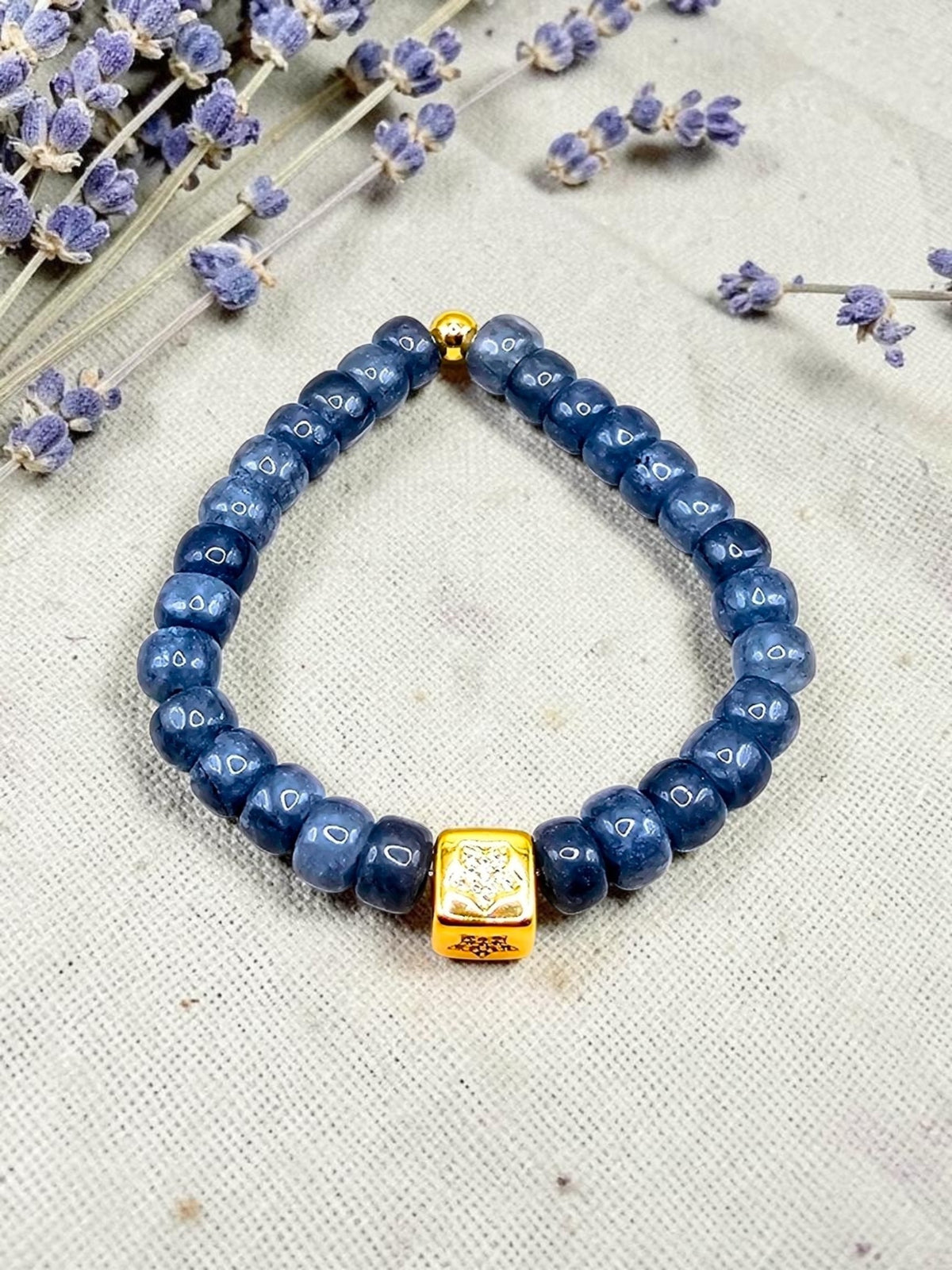 Blue Jade Beaded Bracelet