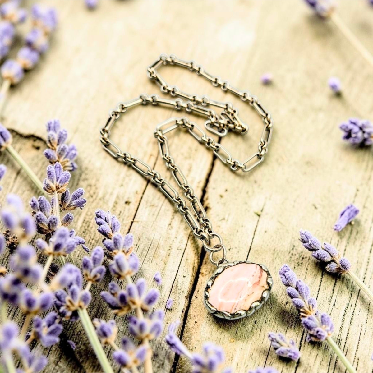 Rhodochrosite Gemstone Necklace|| One of a kind jewelry