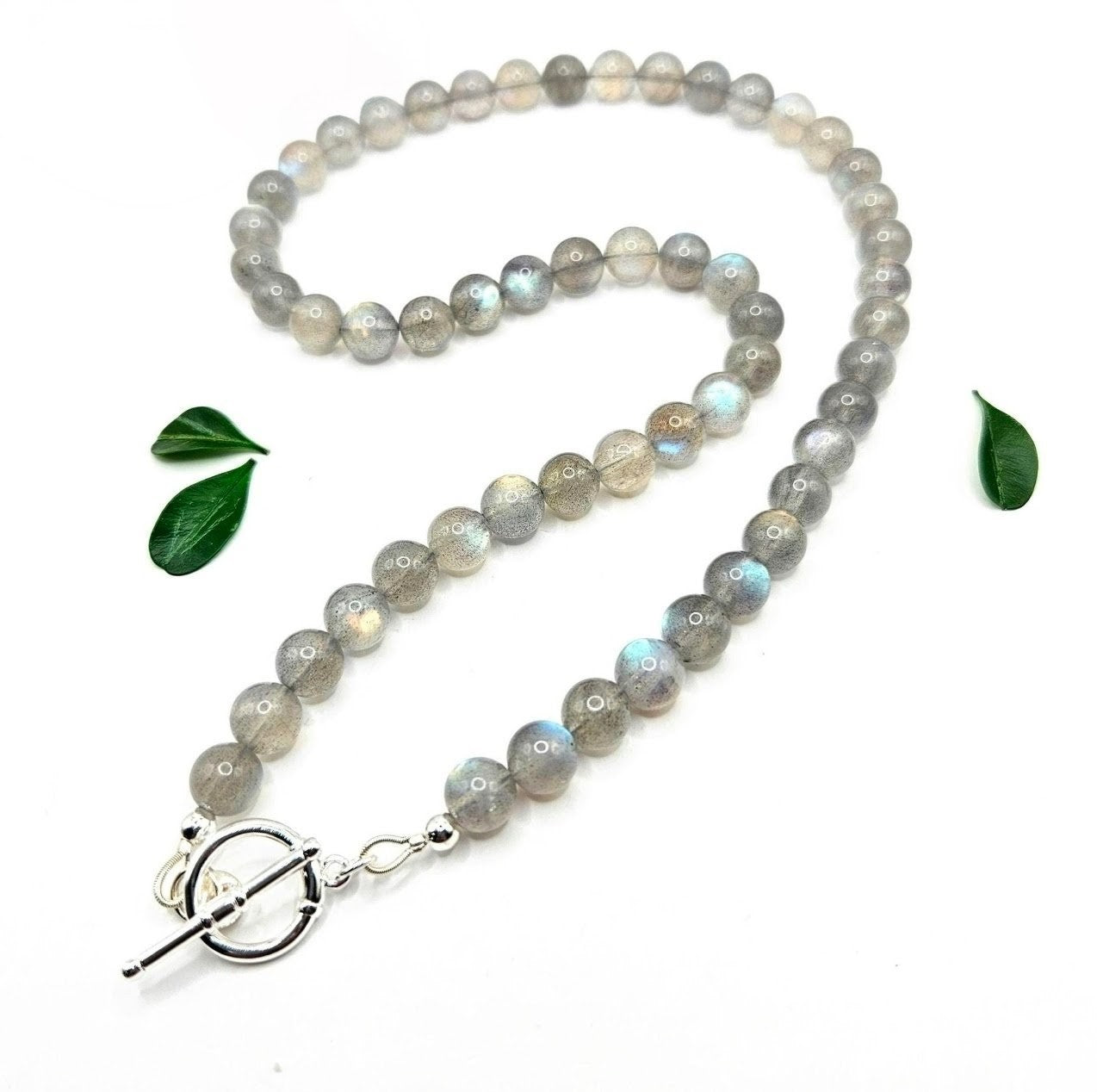 Labradorite Gemstone Necklace – Sterling Silver Toggle Clasp Necklace * Minimalist Jewelry