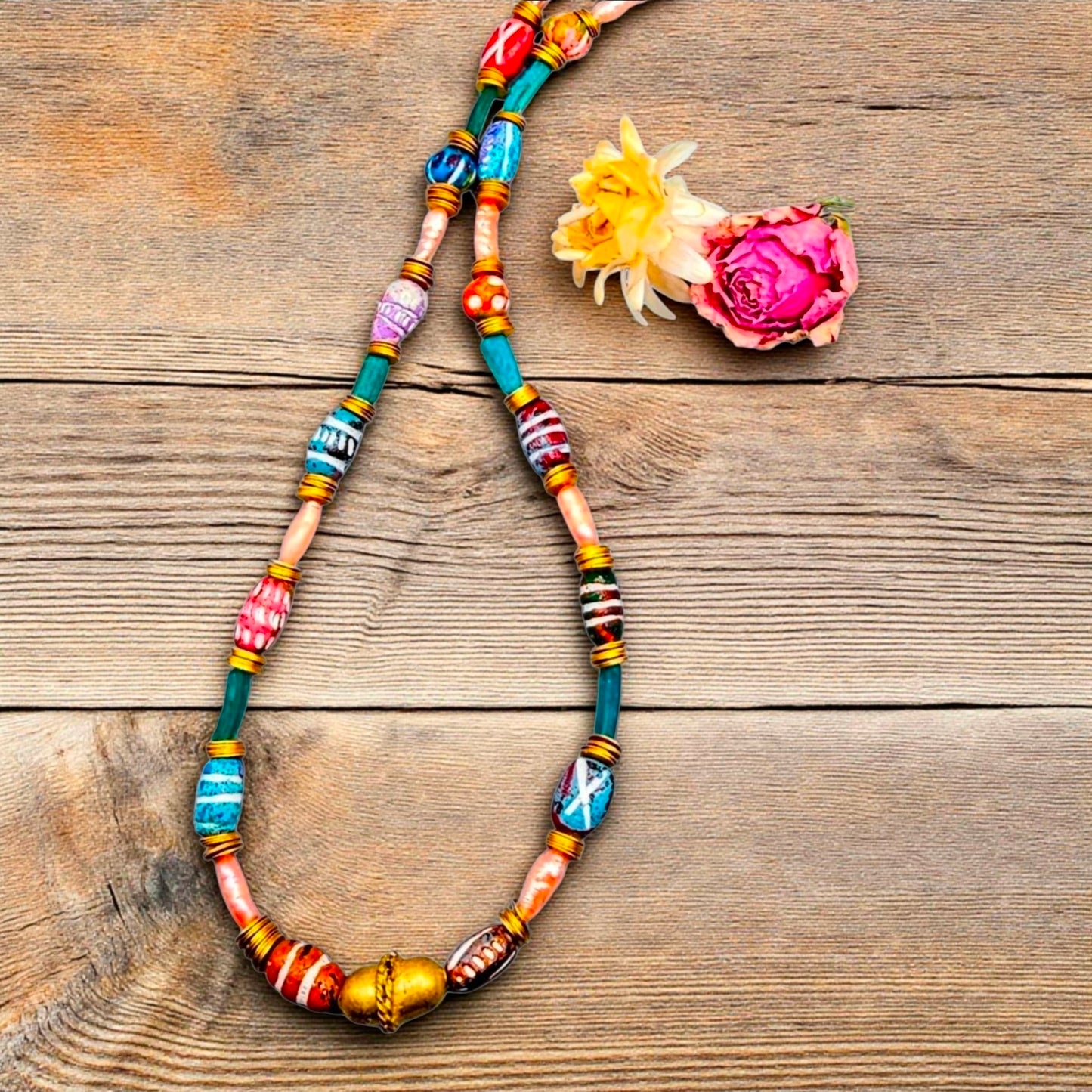 Bohemian Pink Pearl Necklace