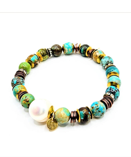 Turquoise Rio Bracelet || One-of-a- Kind Jewelry || Gifts Ideas//Rustic Bracelet Stack