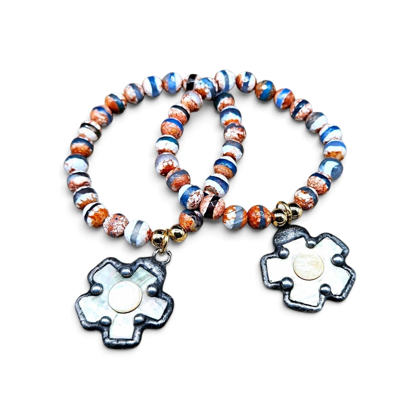 Agate Flower Charm Bracelet
