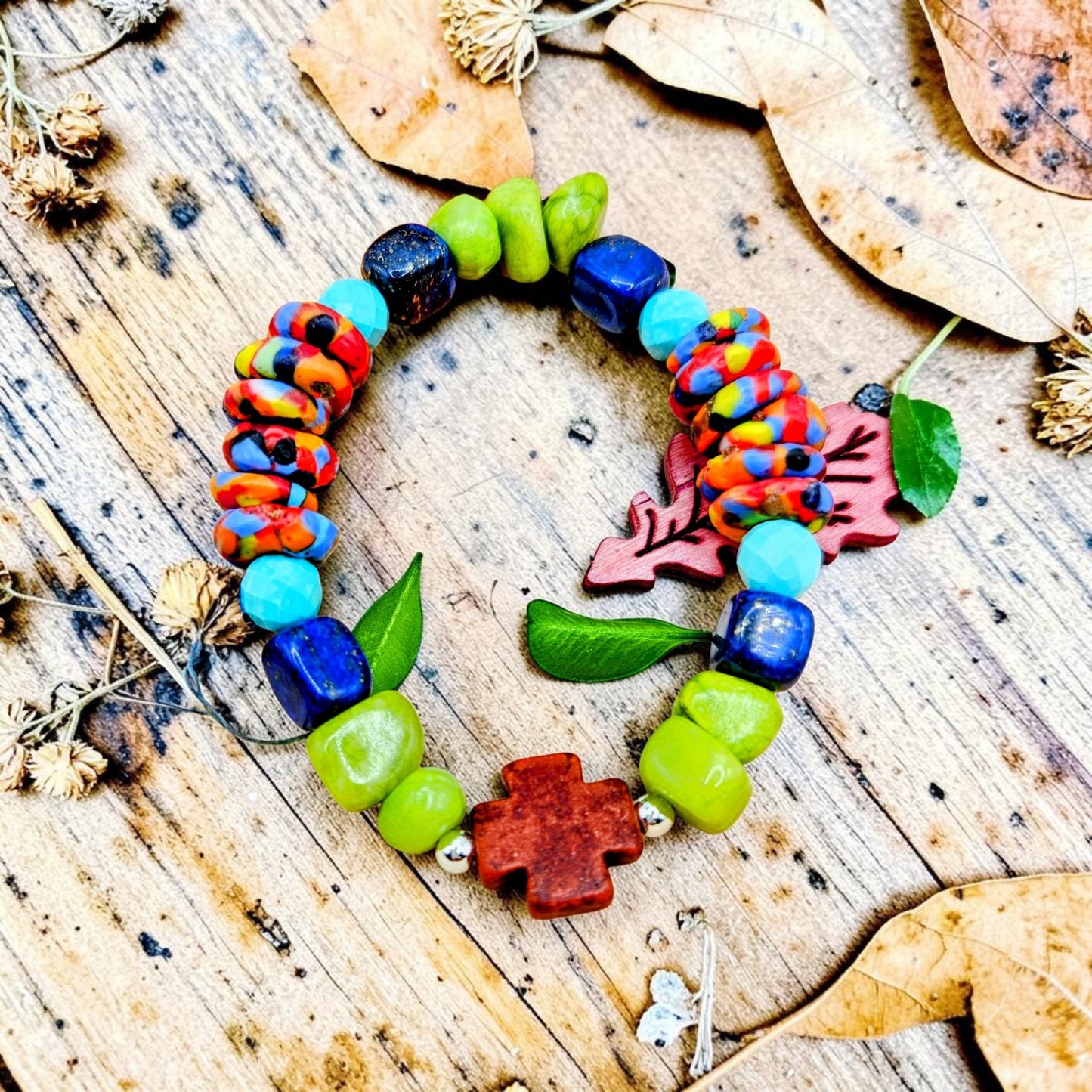 Boho Color Splash Cross Bracelet