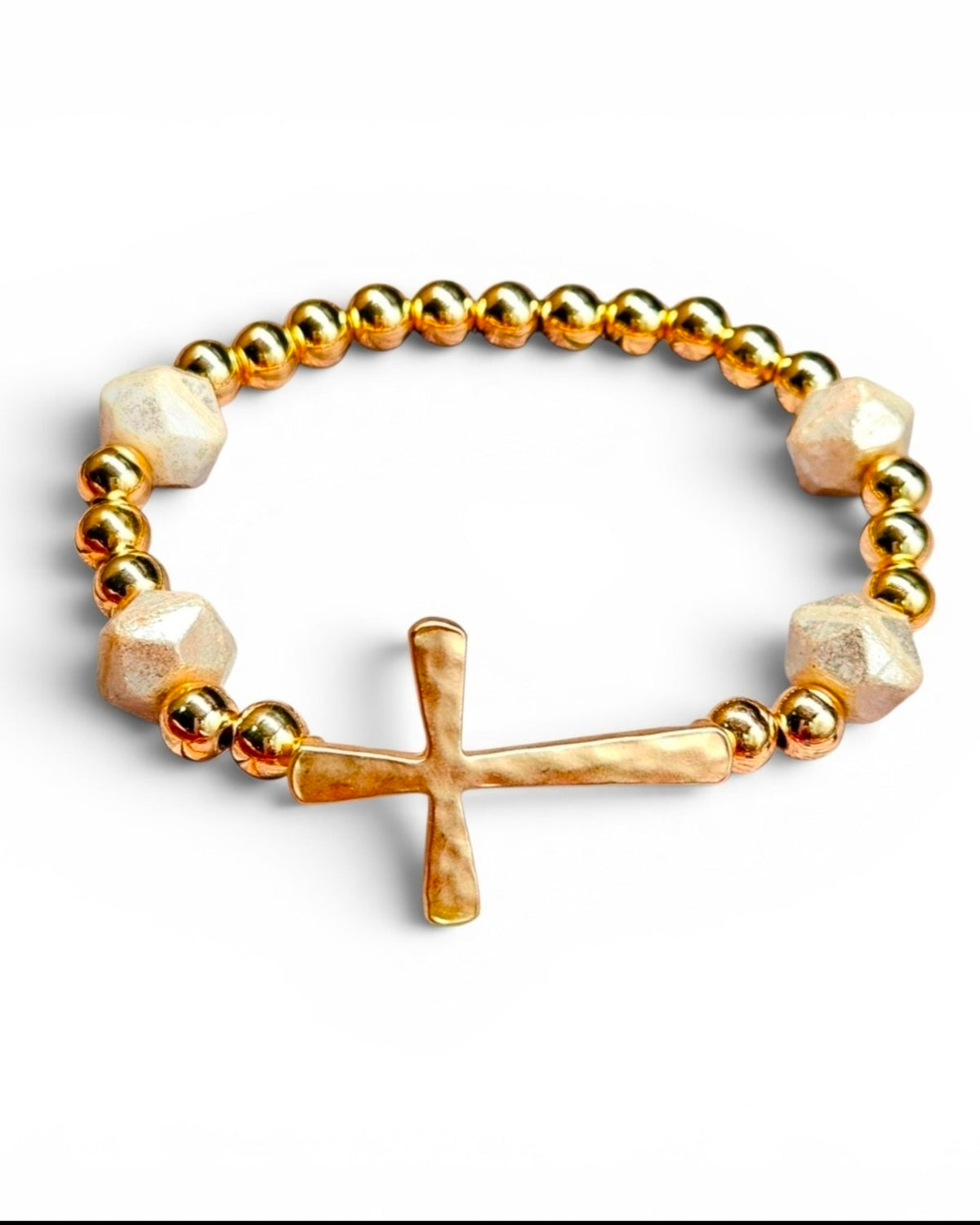 Gold Sideways Cross Bracelet